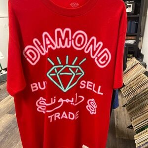 Red Graphic T-Shirt with Diamond Design